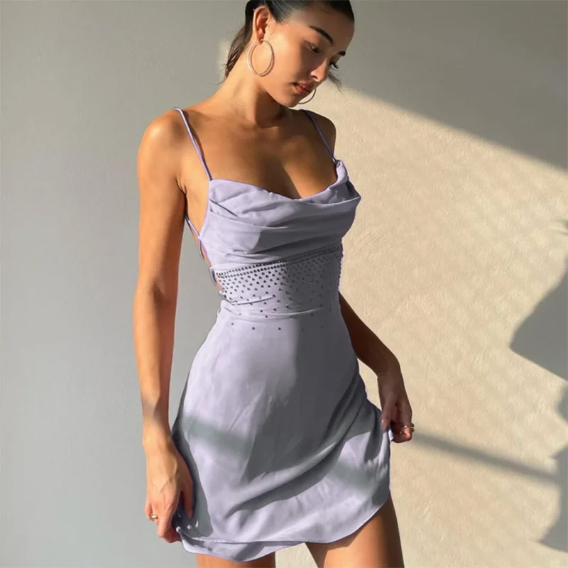 

Сексуальное летнее платье-слинг с открытой спиной, мини-платье для женщин