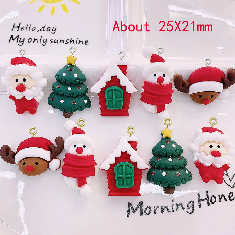 

10Pcs Chirstmas Series Snowman Santa Claus Resin Charms Pendants for Earrings Necklace Accessories DIY Jewelry Making Findings