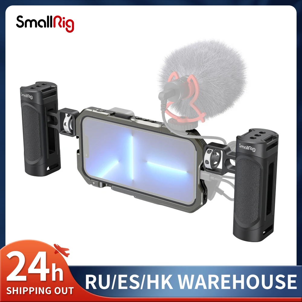 

SmallRig мобильный телефон Video Kit Lite для iPhone 13 Pro Cage, 2 держателя для стабильной съемки и видеосъемки смартфонов