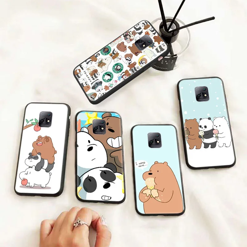 

Мягкий черный чехол с милыми медведями для iPhone 6 6S 7 8 Plus 11 Pro X XS XR Max