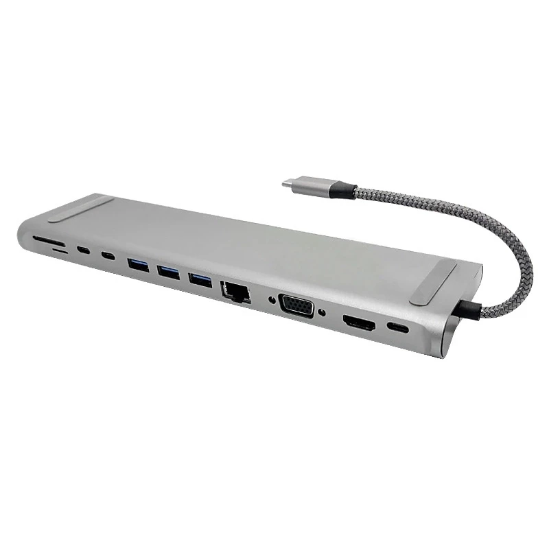 

Новая Док-станция 12 в 1 USB C HUB 4K HDMI VGA 100W PD 2 USB3.0 SD/TF Type-C с для других ноутбуков USBC