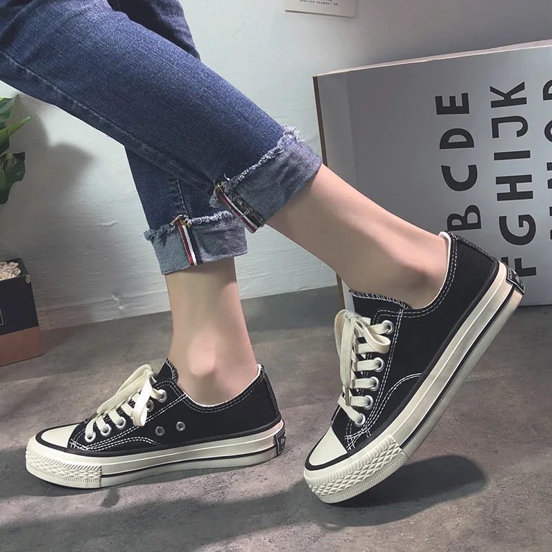2023 Summer Canvas Shoes Women Fashion Low Top Casual Shoes Antiskid Running Sneakers Retro Low Top Vulcanized Shoes for Women
