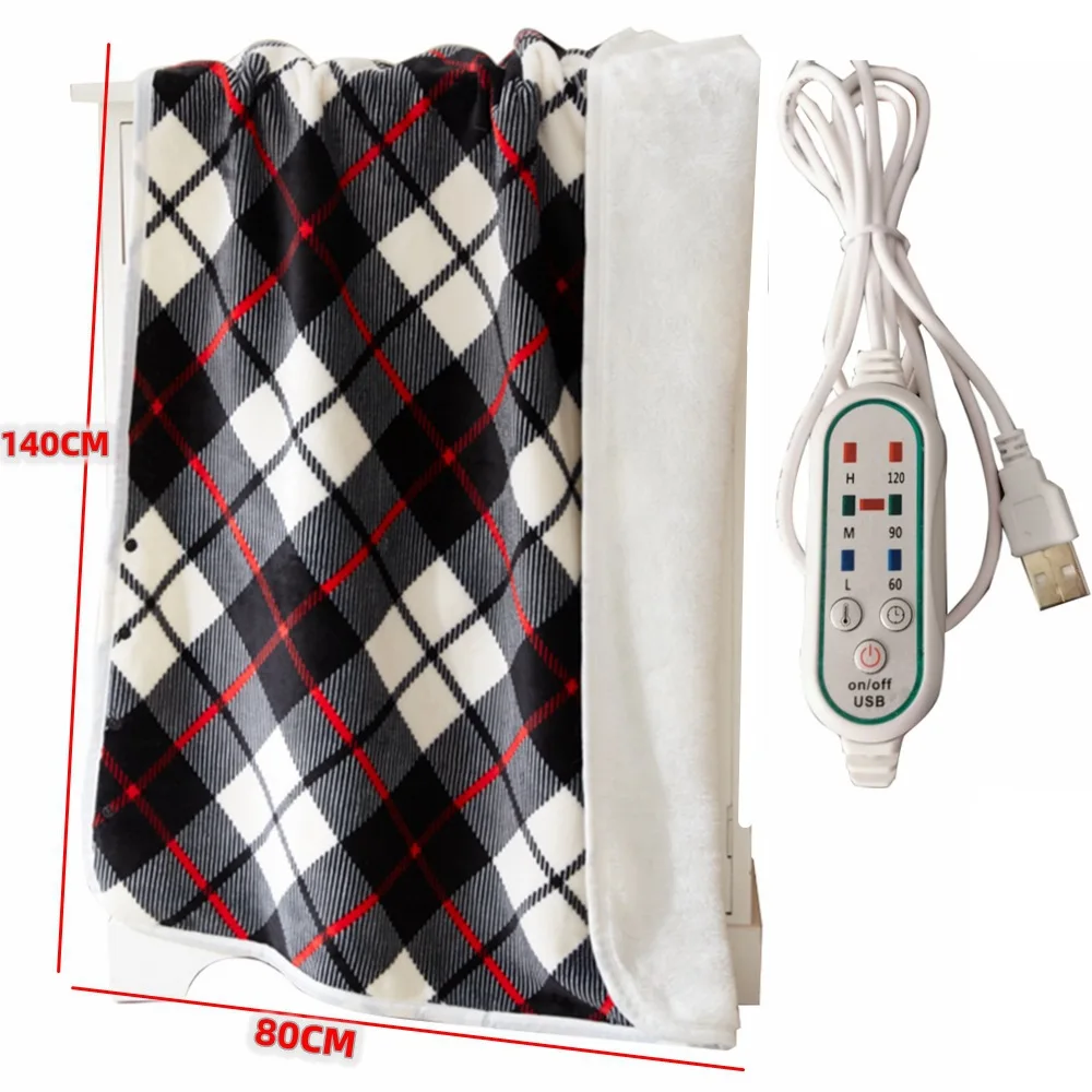

Adjustable Timing Heated Blanket Winter Shawl Flannel Usb Electric Warm Throw Blanket Warm Home 140x80cm Heating Blanket