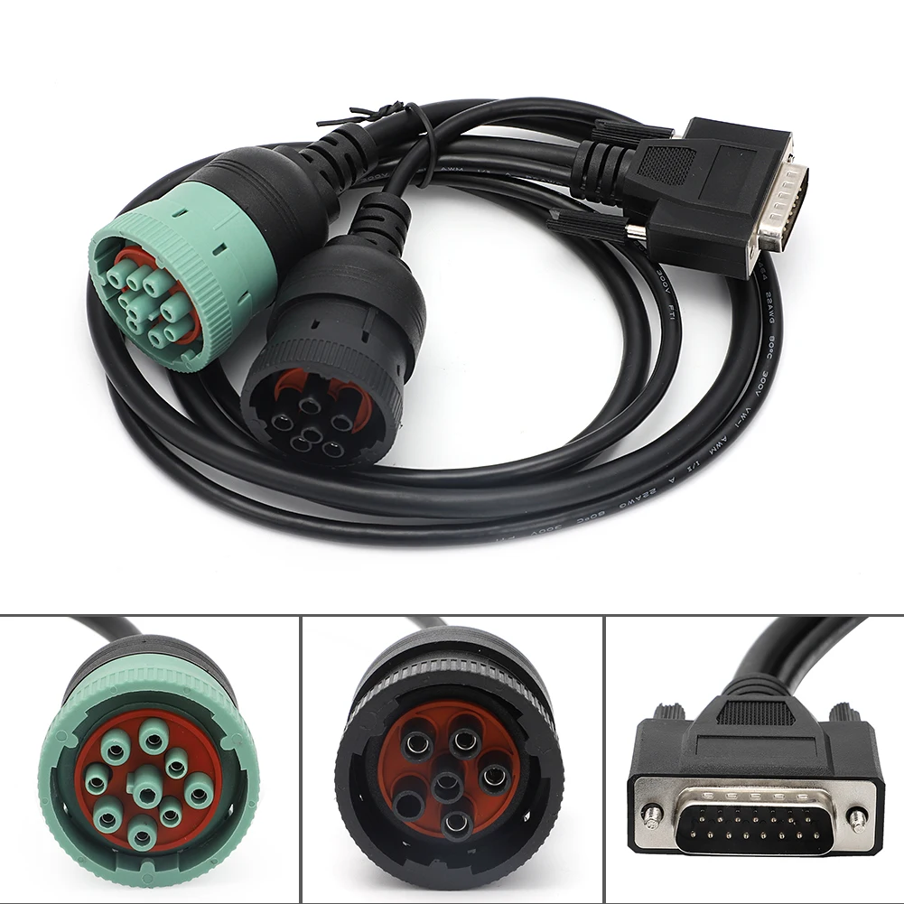 6 Pin 9 Pin Y Deutsch Cable Adapter for USB Link 125032 Truck PN 402048 6 Pin 9 Pin To DB15 PIN Male OBD Connecto