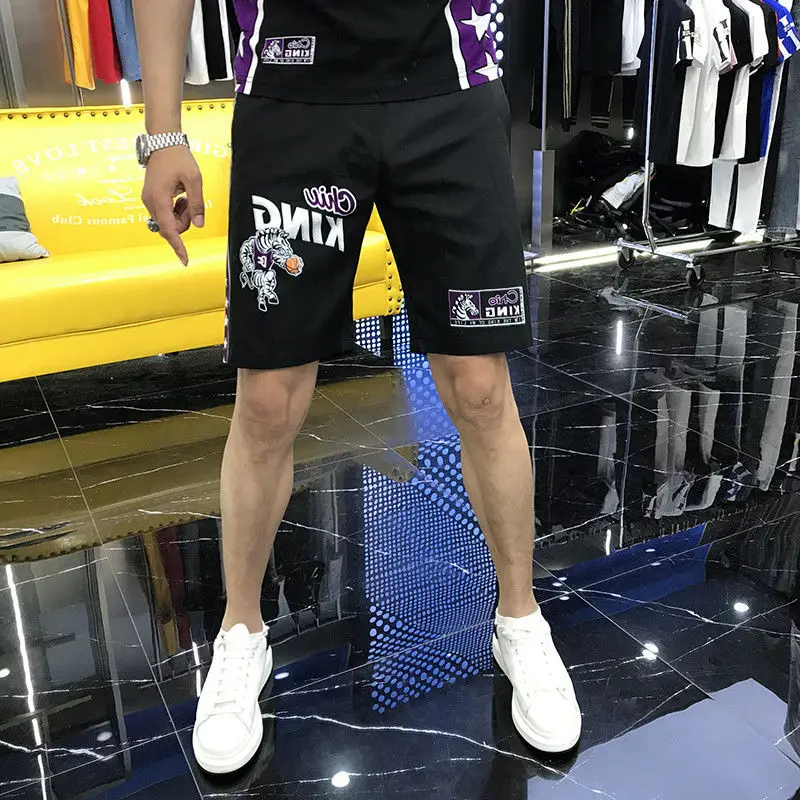 Men Clothing Set   New Korean Version of The Short-sleeved Short-sleeved T-shirt Shorts Sports and Leisure Two-piece Suit