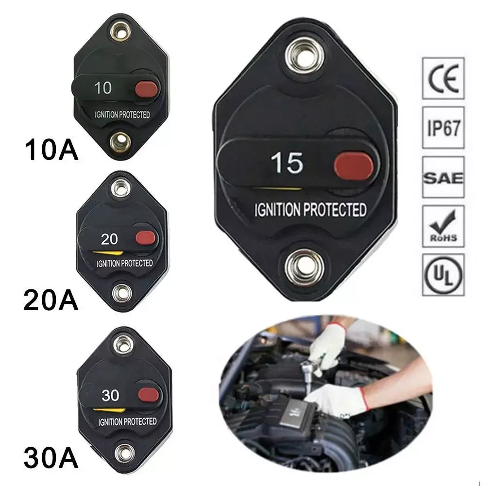 

DC 10A/15A/20A/30A/40A/50A Circuit Breaker Fuse Inverter with Manual Reset Button F1665