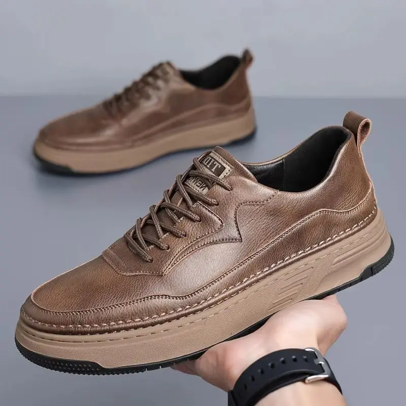 Уличная модная мужская обувь Новинка осени 2024 повседневные кожаные туфли в