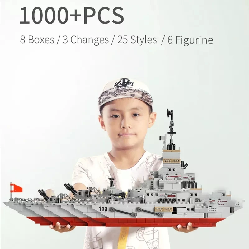 

1000pcs model warships Building Blocks construction set for boys navy ship army boat Plane Bricks Toys for children