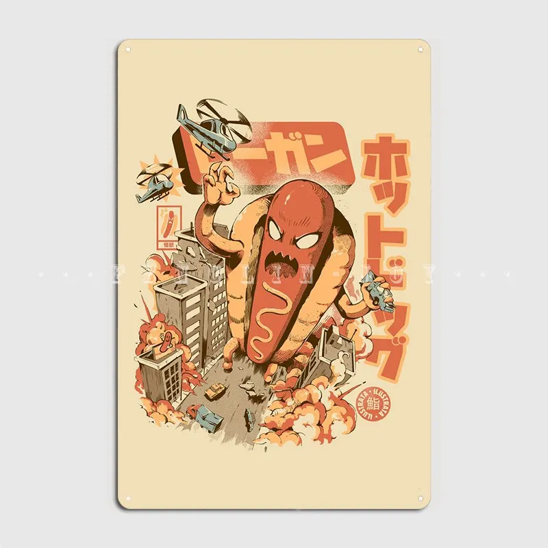 

Большой хот-дог, металлический знак, настенная роспись, дизайн клуба, бара, роспись, оловянный знак, плакат