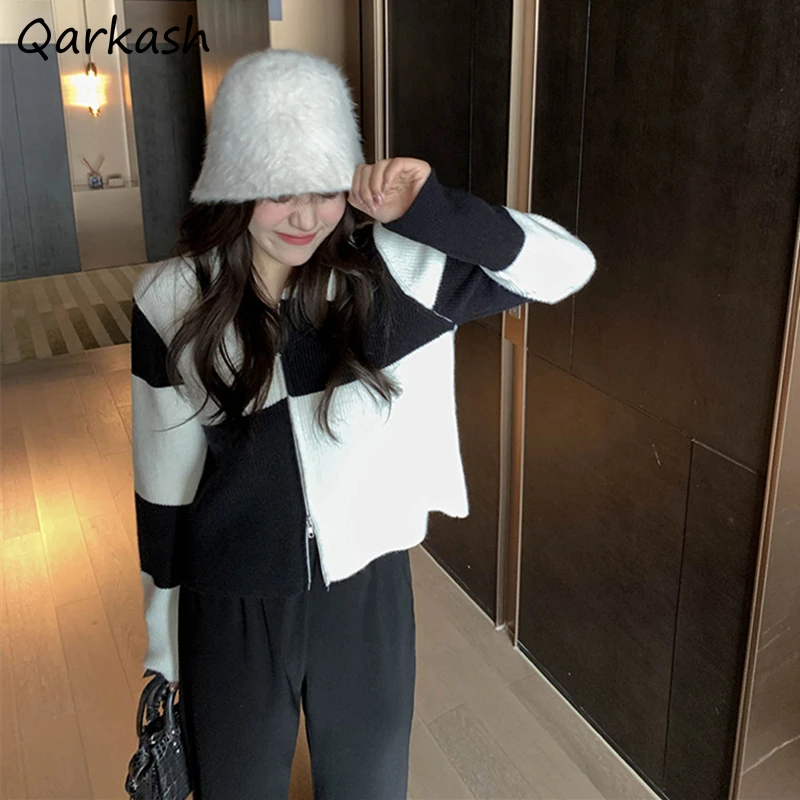 

Patchwork Cardigan Women Design Spring Sweaters Female Vintage Tender Colleges All-match S-3XL Popular Ulzzang Chic Korean Ins