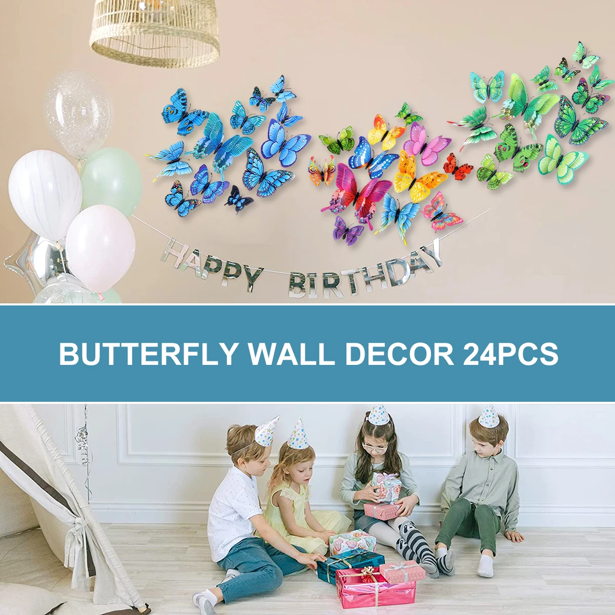 

24 шт. декоративные бабочки на магнитах, 3D креативные бабочки, Настенный декор, съемные бабочки, настенные наклейки, двухслойные
