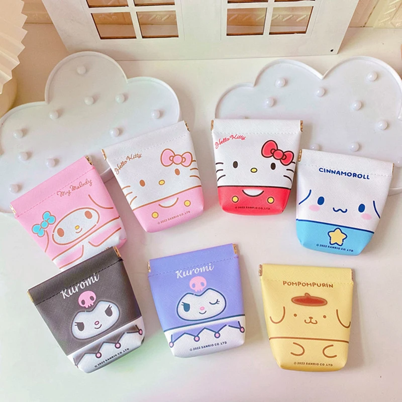 

Sanrio Storage Bag Cute Hello Kitty Cinnamoroll Melody Kuromi Pompurin Pochacco Waterproof Coin Purse Cartoon Mini Bag Gift