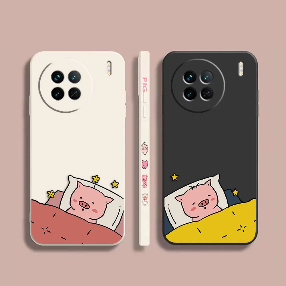 

Case For VIVO X21I X21S X23 X27 X30 X50 X60 X70 X80 X90 5G PRO PLUS Case Cover Funda Cqoue Shell Capa Cute Cartoon Pink Piggy