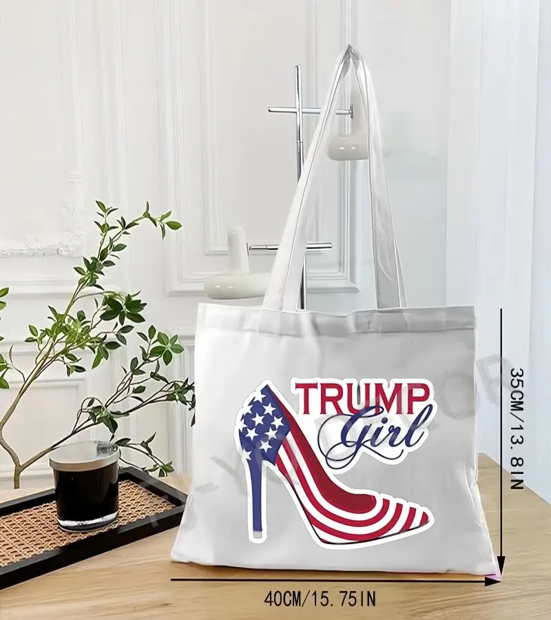 Экологичная Женская Холщовая Большая Сумка Из Полиэстера С Принтом Da Ya Trump