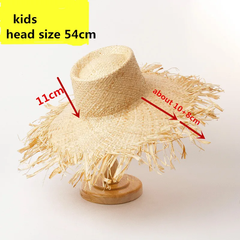 

202306-hh6012A ins шикарный летний солнцезащитный козырек ручной работы риффи трава с широкими полями искусственные праздничные Детские Солнцезащитные кепки Детская шляпа для отдыха для девочек