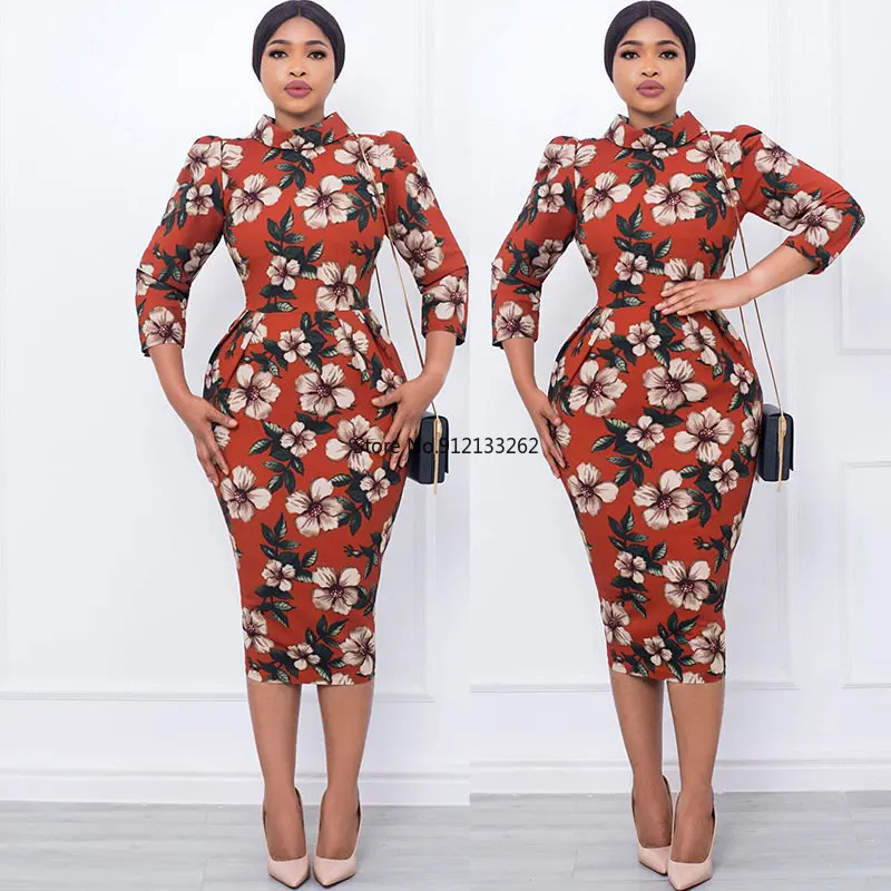 

Африканская одежда для женщин, весна-осень 2023, африканские женские платья до колен с принтом из полиэстера, африканские платья Дашики для же...