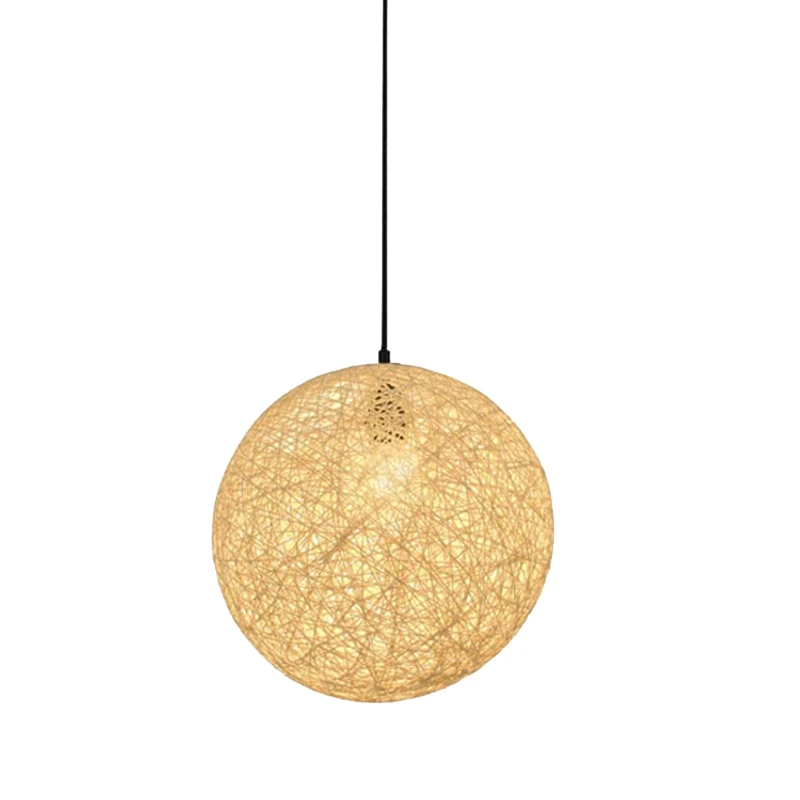 

Rattan And Hemp Ball Chandelier Individual Creativity Spherical Rattan Nest Lampshade 20Cm