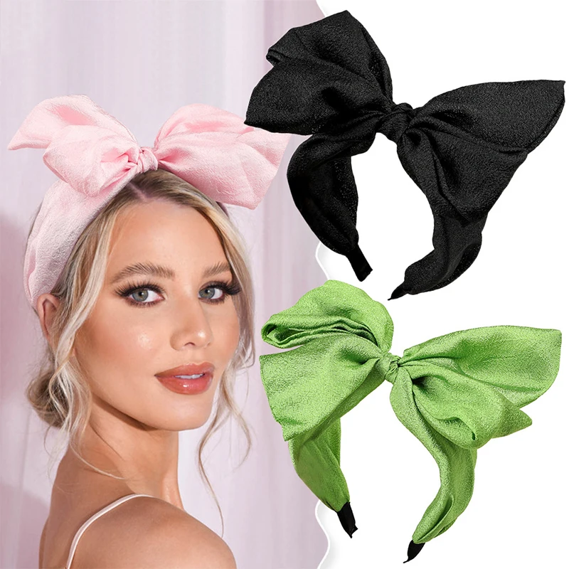 

Solid Color Wide Brimmed Hairbands Double-layer Large Bowknot Hair Hoop Bubble Big Bows Headband Hair Accessories Sweet Headwear