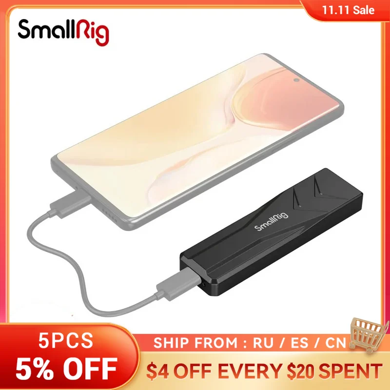 

SMALLRIG M.2 SSD NVME&SATA Dual-Protocol Enclosure SD-01 Hard Drive Compatible with Camera Computer Mobile Phones Game Consoles