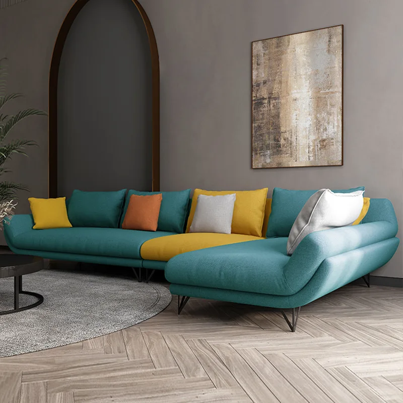 

Light and extravagant modern simple style living room small apartment L corner combination sofa