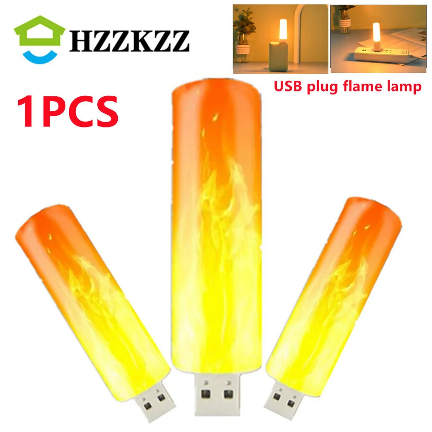 

LED Night Light USB Plug Flame Lamp Computer Mobile Power Charging Mini Portable Simulation Retro Indoor Atmosphere Lighting