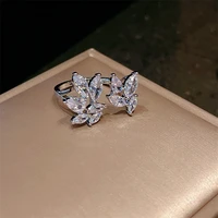 new korean fashion luxury atmosphere high quality leaves adjustable ring friends party net red street women jewelry ring 2022