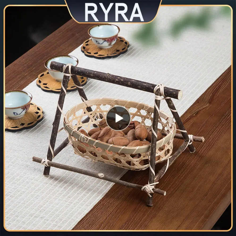 

Handmade Bamboo Weaving Storage Basket Handmade Multifunctional Kitchen Storage Basket Fruit Baskets Nuts Snack Food Picnic