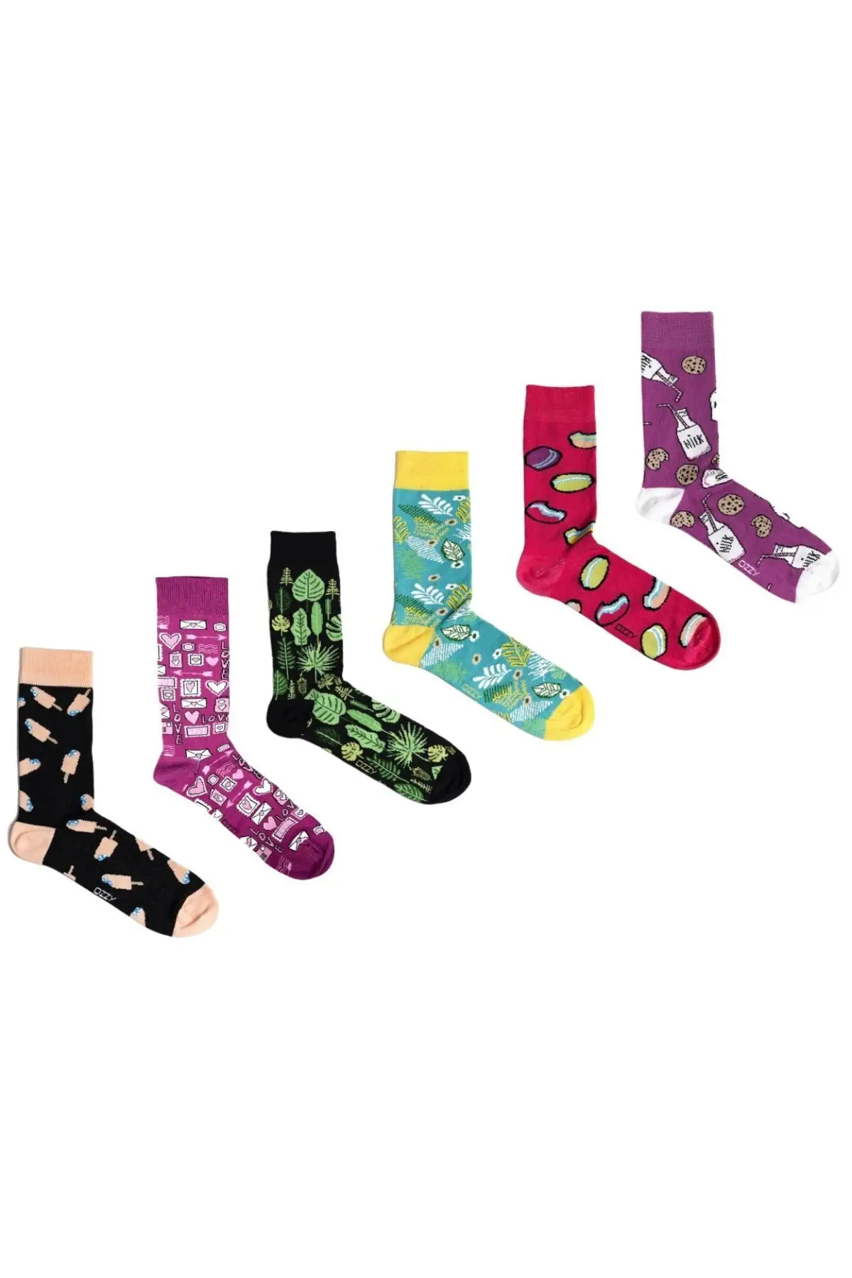 

6 psc. Organic cotton seamless Women multicolored patterned socks 10