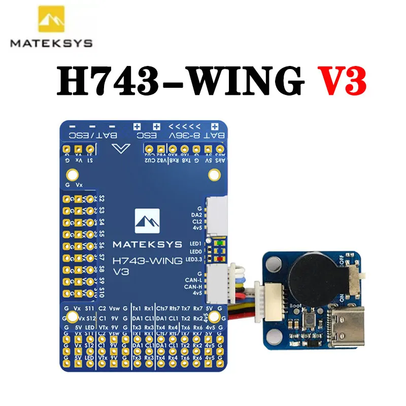 Контроллер полета MATEK H743-WING V3 ArduPilot INAV 3-8S H743 для радиоуправляемых летательных