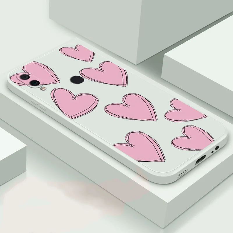 

For Xiaomi Redmi Note 7 Redmi Note 8 Pro Soft Case TPU Silicone Phone Shell Love Heart Back Cover Phone Color Case