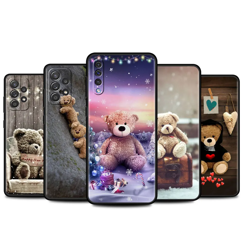 

Funny Bear Kawaii Case For Samsung Galaxy A50 A73 A53 A33 A13 5G A04 A03 A01 A70 A20 Black Phone Cover Soft Capa