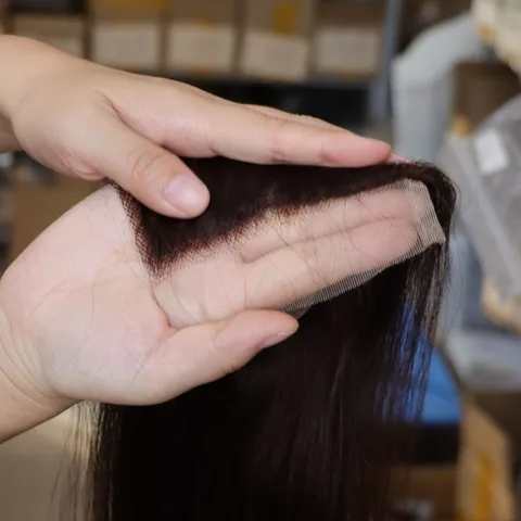 Темно-коричневый # Двухцветные индийские человеческие волосы 4x4 5x5 13x4 13x6 Фронтальная застежка Прозрачная кружевная застежка Фронтальная для изготовления парика