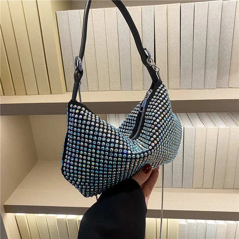 

Женская наплечная сумка стразы, вечерние клатчи, модная сумка через плечо с цепочкой со стразами, сумки-конверты, женские сумки-мессенджеры