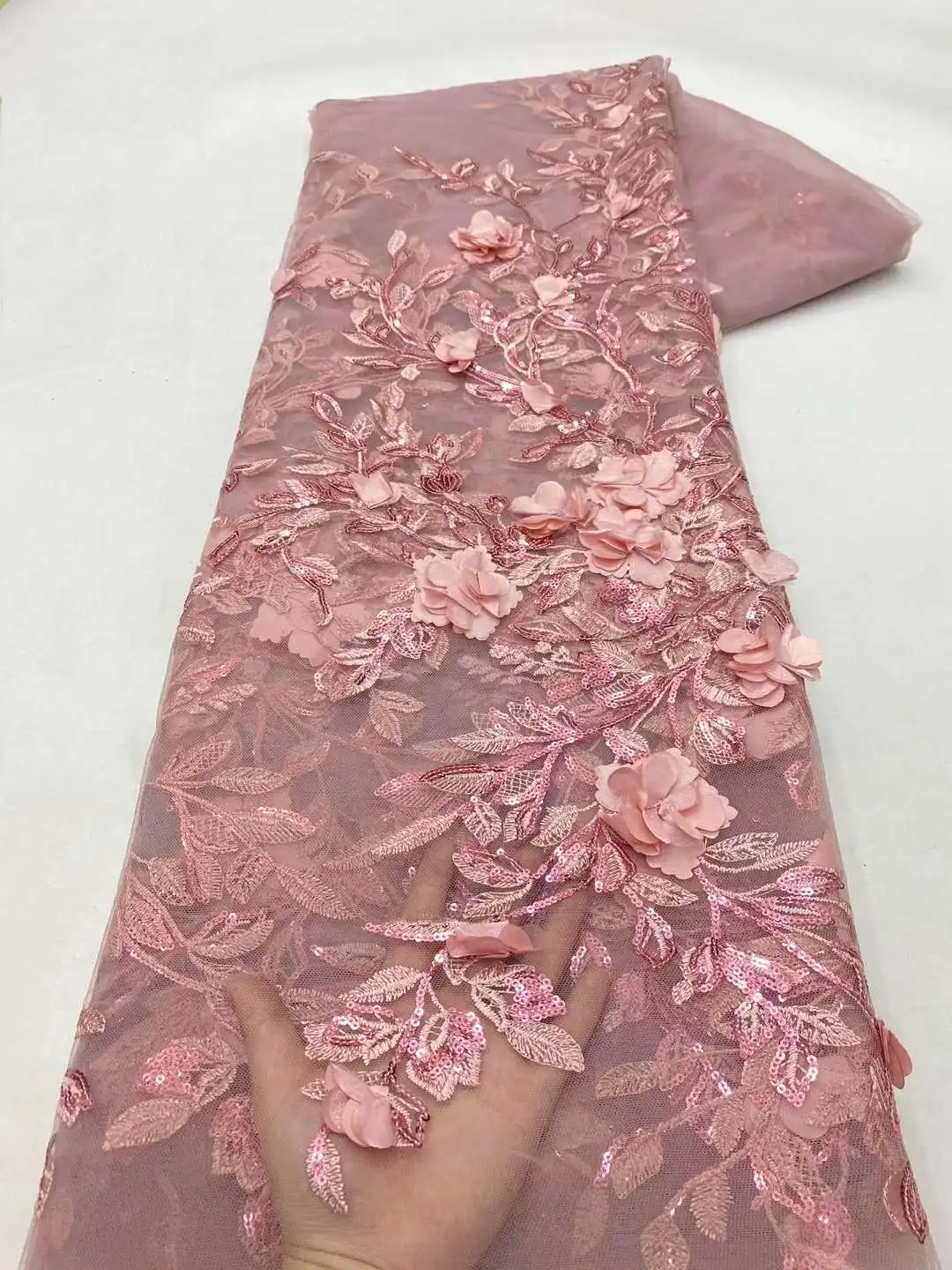 Кружевные Роскошные Блестки Mccarthy с 3D цветами сетчатые кружевные ткани