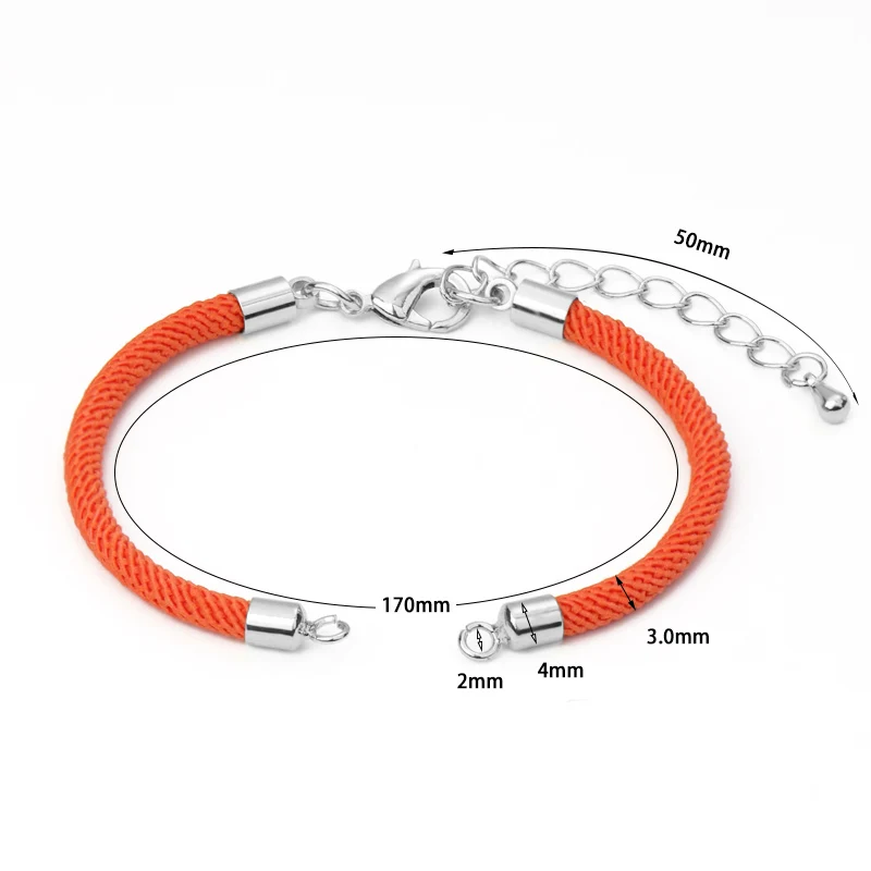 15cm Red Cord Couple Bracelet Silver Copper Lobster Buckle Adjustable Cord Bracelets Men's And Women's DIY Jewelry  Cotton Rope