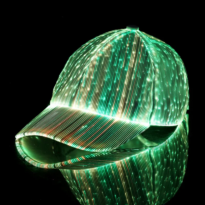New Baseball Cap7 Color Flashing Led Fiber Optic Hat Night Light Built In Battery Concert Neon Glowing Nightclub Hip Hop Caps