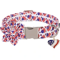 personalized american flag dog collar with flower 4th of july dog collar pet dog collar for large medium small dog