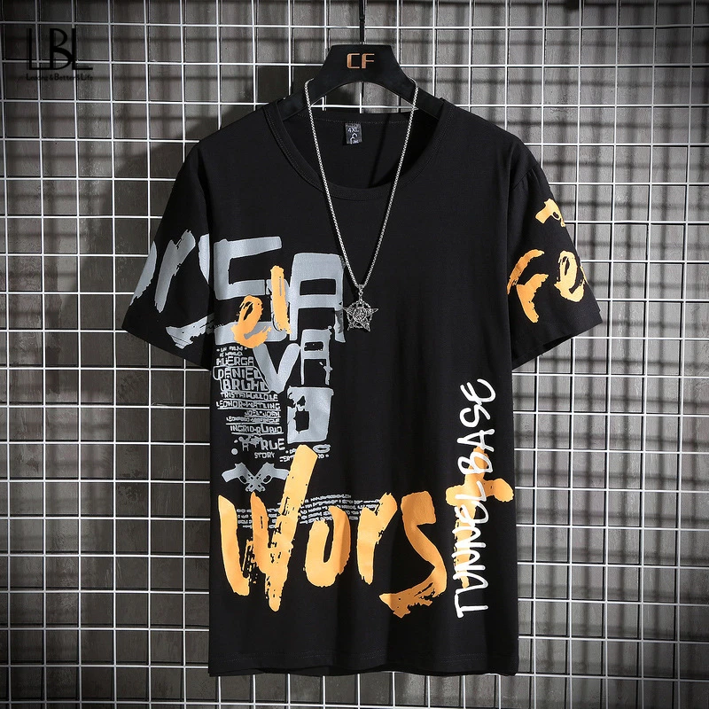Футболка мужская оверсайз в стиле панк свободная повседневная рубашка для