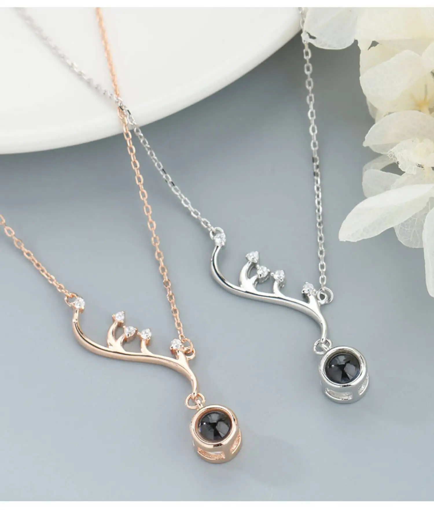 

Elven Antler Crystal Show I Love you Hundred Language Words S925 Jewelry 51548NYB