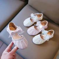 children sandals bow tie rhinestones princess shoes pearl closed toe soft sole shoes for 3 8 years girls spring summer autumn