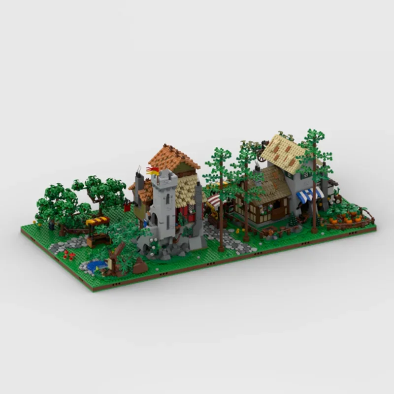 Фото 2160 шт. MOC, средневековый город, диорама, набор дисплеев, созданная модель, строительные блоки, сделай сам, образование, Рождественский подарок, кирпичная игрушка, детский день рождения №4