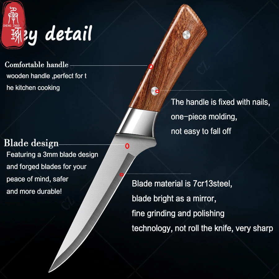 czołgowych ze stali nierdzewnej Nóż do grillowania Profesjonalne noże szefa kuchni Mięso Ryby Krojenie owoców odkostniania Akcesoria kuchenne