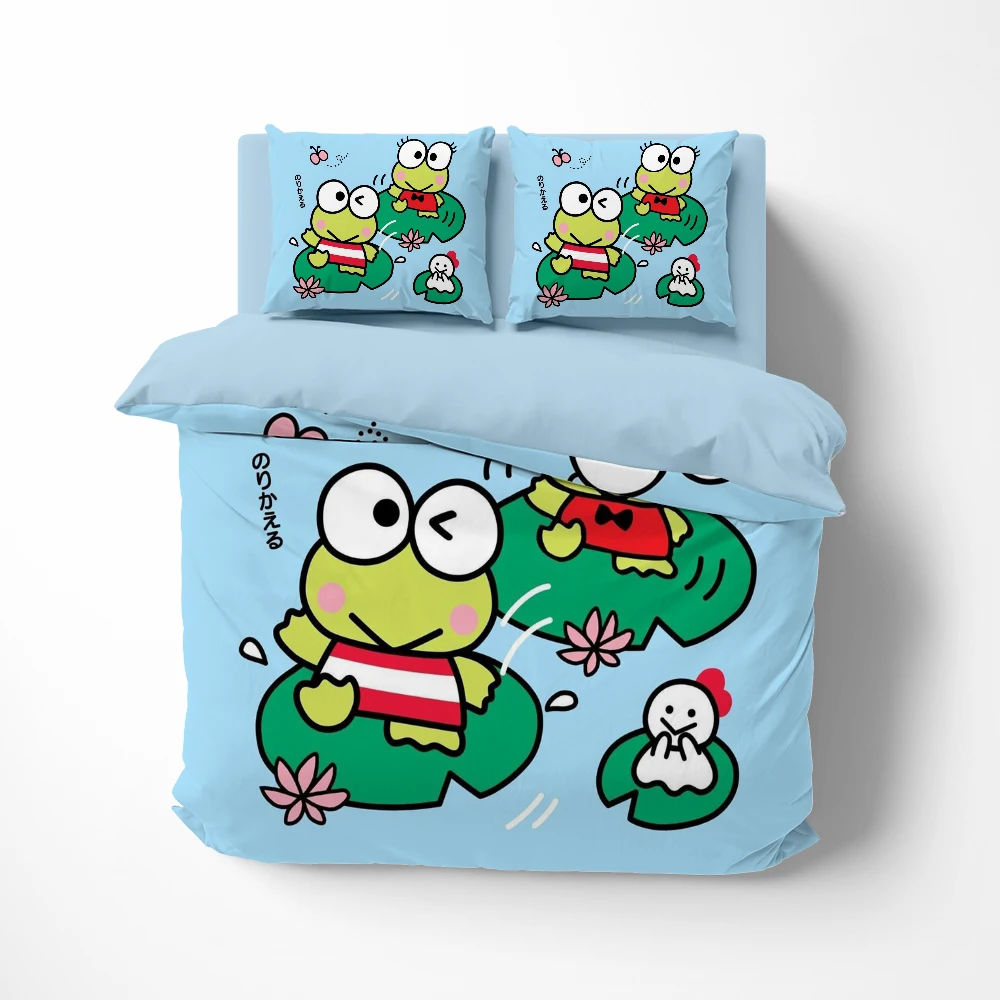 

Linens Cartoon frog Bedding set twin queen king euro bed linen Quilt/Duvet cover set 2bedrooms lovely Bed set for kids Blue