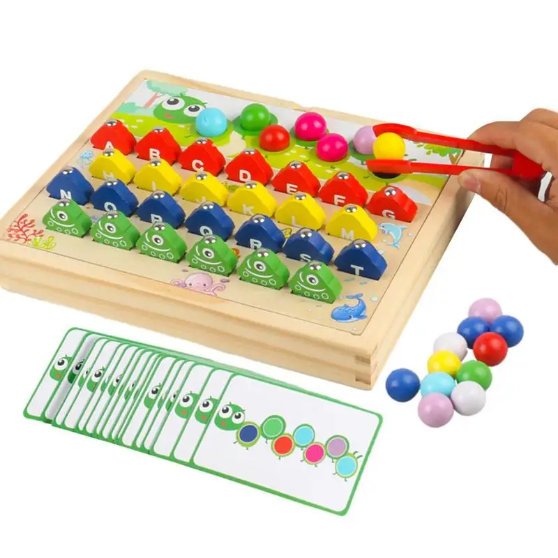 

Magnetic Fishing Game Wooden Pegboard Beads Game Caterpillar Shaped Board Bead Game Alphabet Learning Toys For Kids Fun