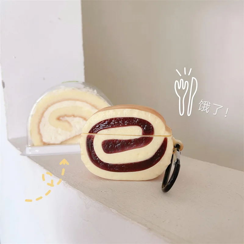 

Chocolate Stuffed Rolls Case for AirPods Pro2 Airpod Pro 1 2 3 Bluetooth Earbuds Charging Box Protective Earphone Case Cover