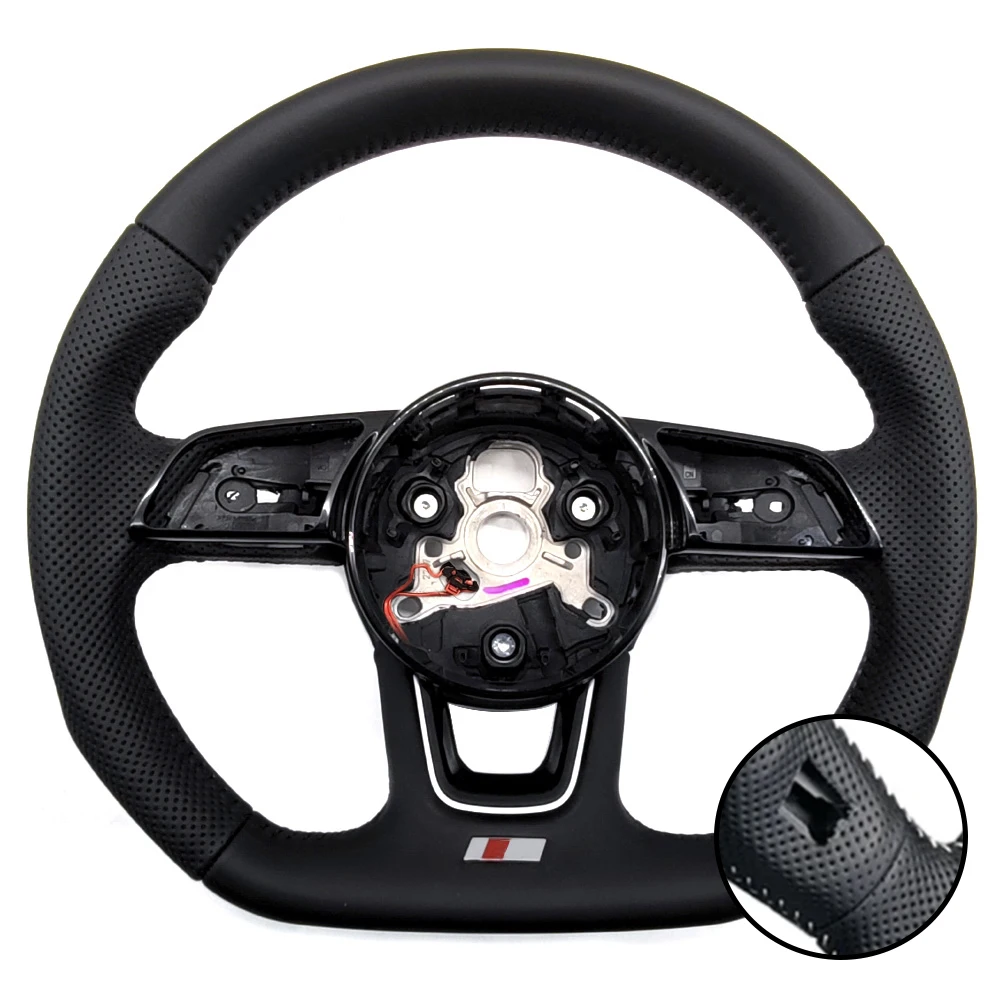 

Полуперфорированный кожаный спортивный руль с плоским дном и подогревом, для Audi A4 B9 A3 A5 RS3 RS4 RS5 2017-2023