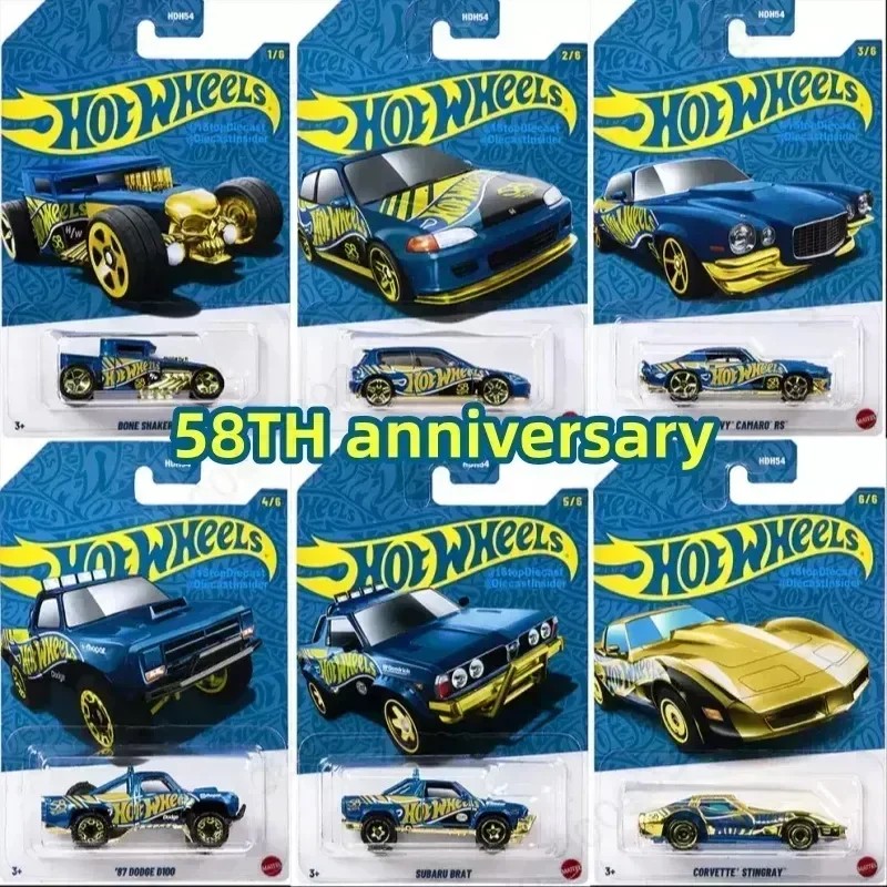 Фото Новинка в наличии: Коллекционные модели автомобилей Hot Wheels к 58-летию, серия Blue Gold HDH54 — Corvette Stingray, Dodge, Subaru, Honda. Подарки для коллекционеров. №1