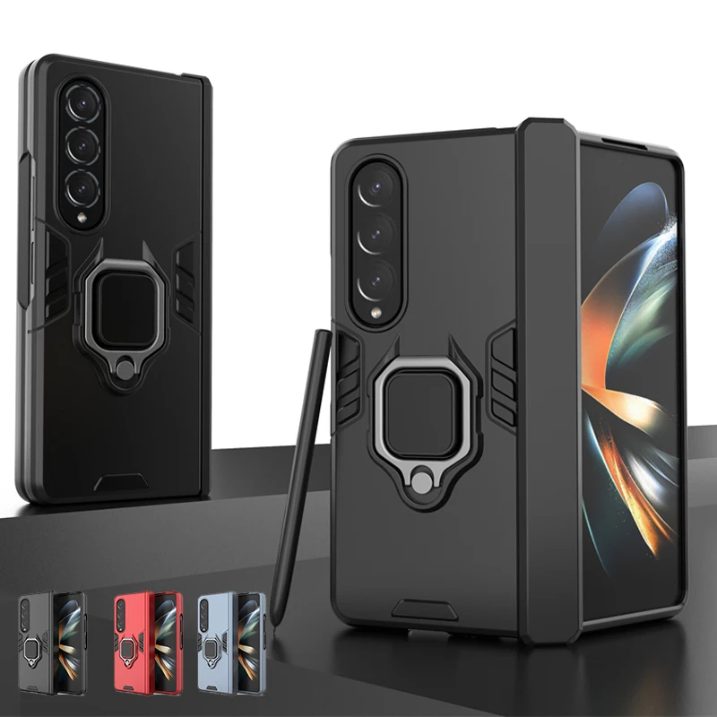 

For Cover Samsung Fold 4 Case for Samsung Galaxy Fold 4 Shockproof Ring Stand Magnetic Holder Fundas Samsung Flip Fold 4 Fold4