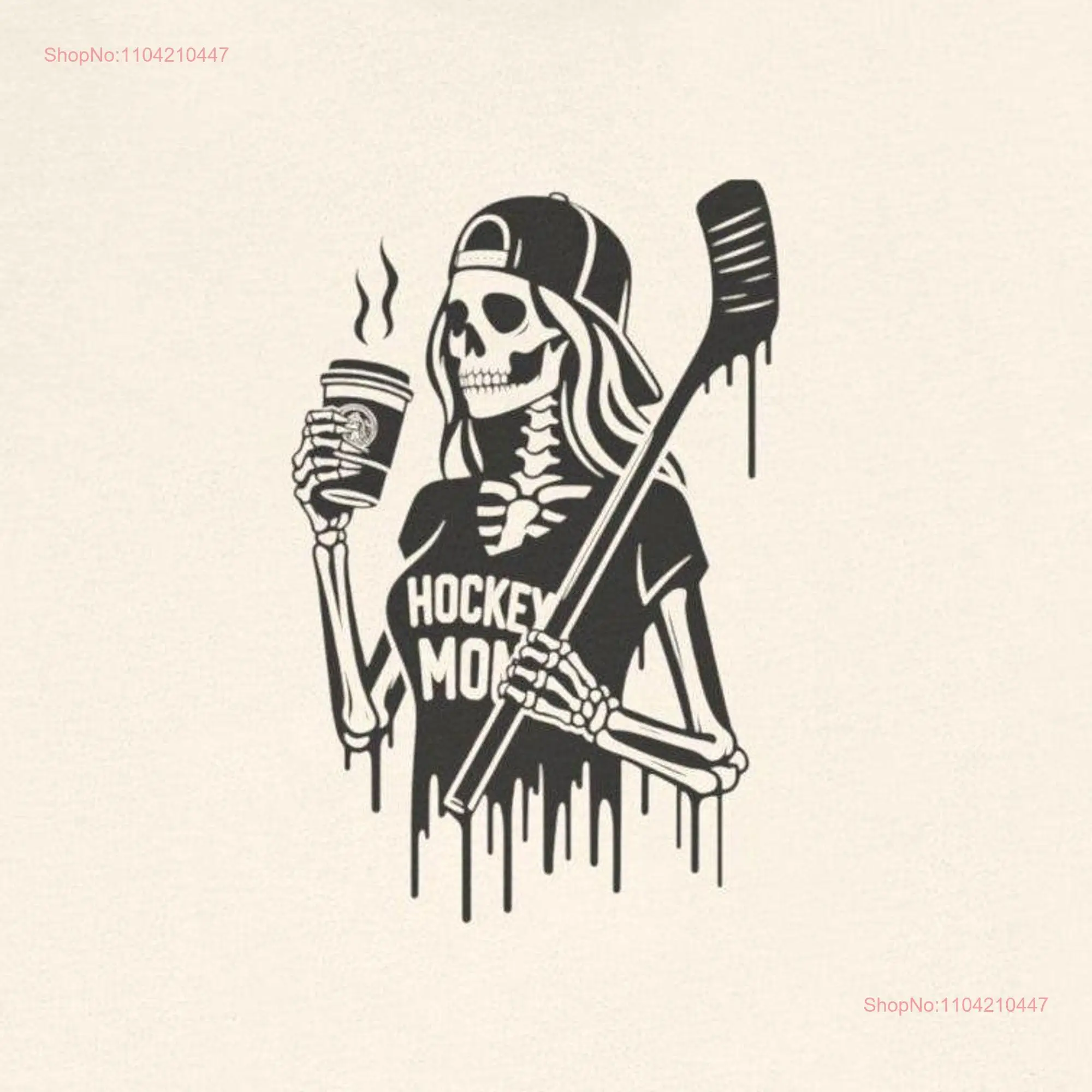 Футболка Skeleton Hockey Mom с длинными или короткими рукавами
