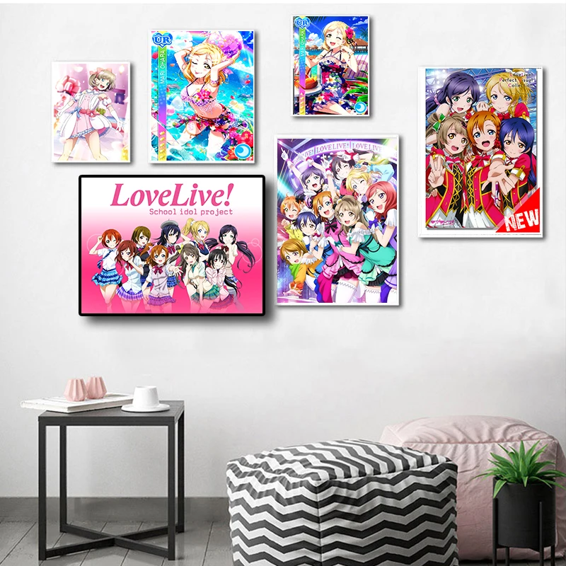 

Аниме Love постер Live Honoka Kousaka Loli Мультфильм милая девушка картина настенное искусство домашнее украшение Kawaii декор комнаты Холст Плакаты